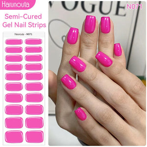 20 Tips Semi-Cured Gel Nail Strips N061-N078 Nail Sticker Harunouta N071 