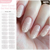 20 Tips Semi-Cured Gel Nail Strips N061-N078 Nail Sticker Harunouta N073 