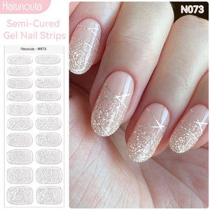 20 Tips Semi-Cured Gel Nail Strips N061-N078 Nail Sticker Harunouta N073 