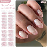 20 Tips Semi-Cured Gel Nail Strips N061-N078 Nail Sticker Harunouta N074 