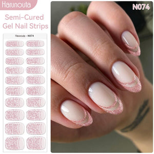 20 Tips Semi-Cured Gel Nail Strips N061-N078 Nail Sticker Harunouta N074 