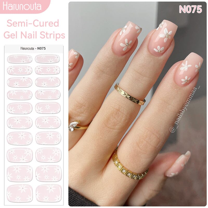 20 Tips Semi-Cured Gel Nail Strips N061-N078 Nail Sticker Harunouta N075 