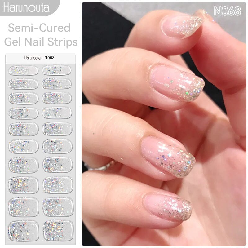 20 Tips Semi-Cured Gel Nail Strips N061-N078 Nail Sticker Harunouta N068 