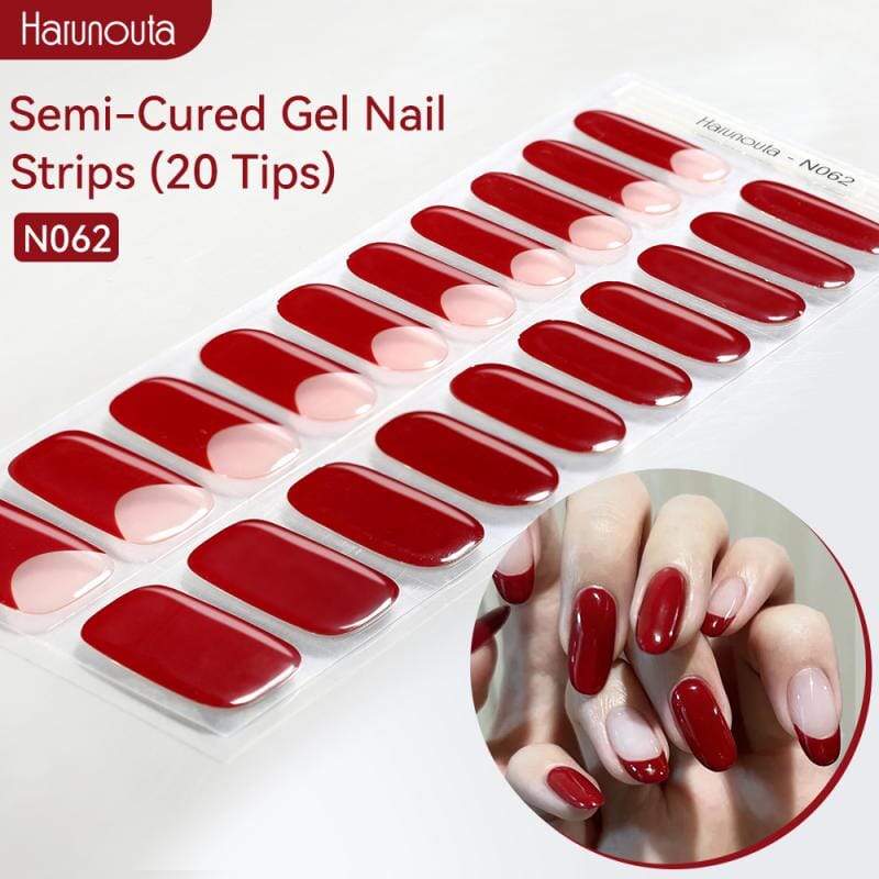 20 Tips Semi-Cured Gel Nail Strips N062 Clearance Harunouta 
