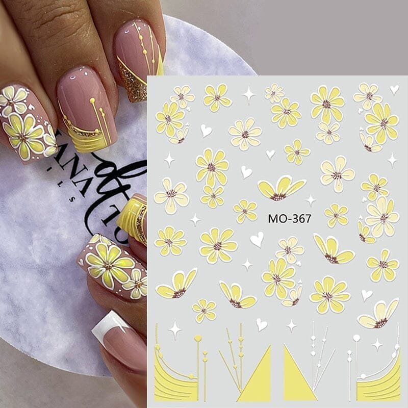 Multicolor Flowers Embossed 3D Nail Stickers MO368 Nail Sticker No Brand 