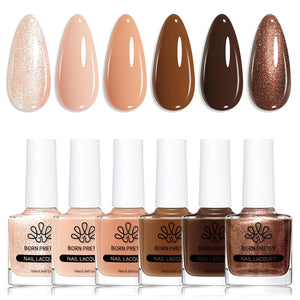6 Colors Nude Brown Nail Polish Set 10ml Nail Polish BORN PRETTY 