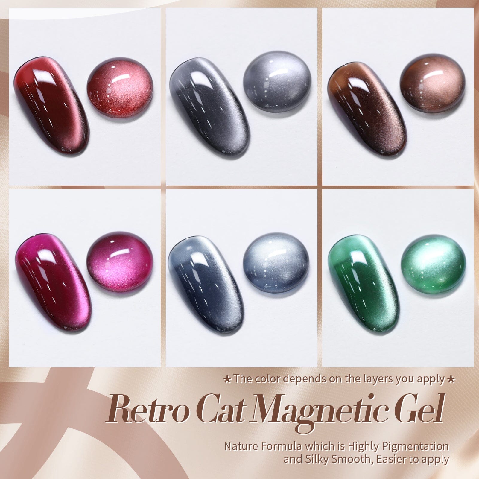 6 Colors Retro Cat Magnetic Gel The Dark Romance 7ml Gel Nail Polish BORN PRETTY 