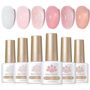 6 Colors Jelly Gel Set Pink-Veil 7ml Gel Nail Polish BORN PRETTY 