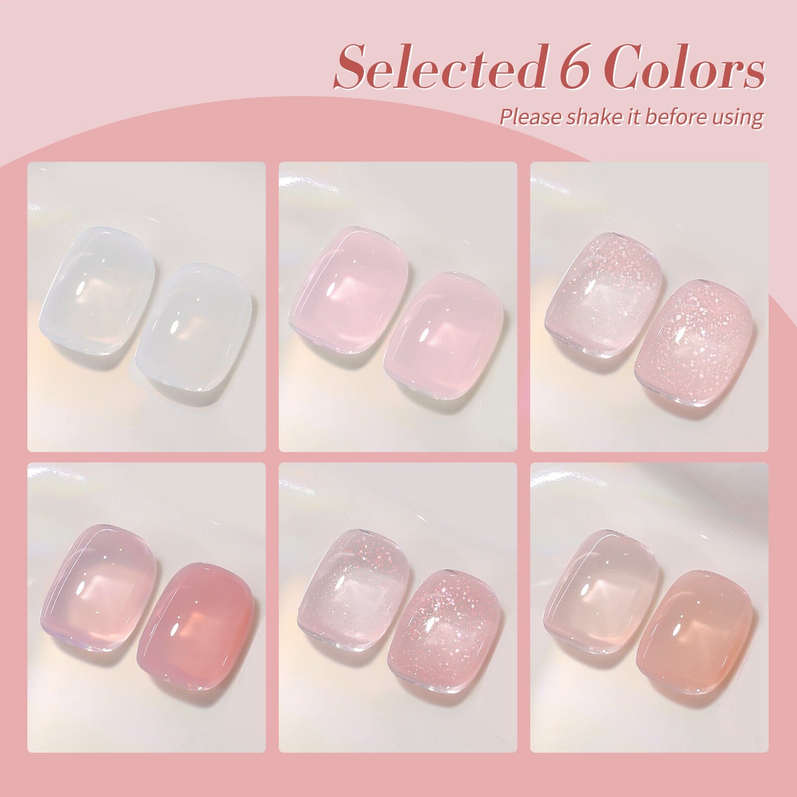 6 Colors Jelly Gel Polish Set Pink Veil 7ml Gel Nail Polish BORN PRETTY 