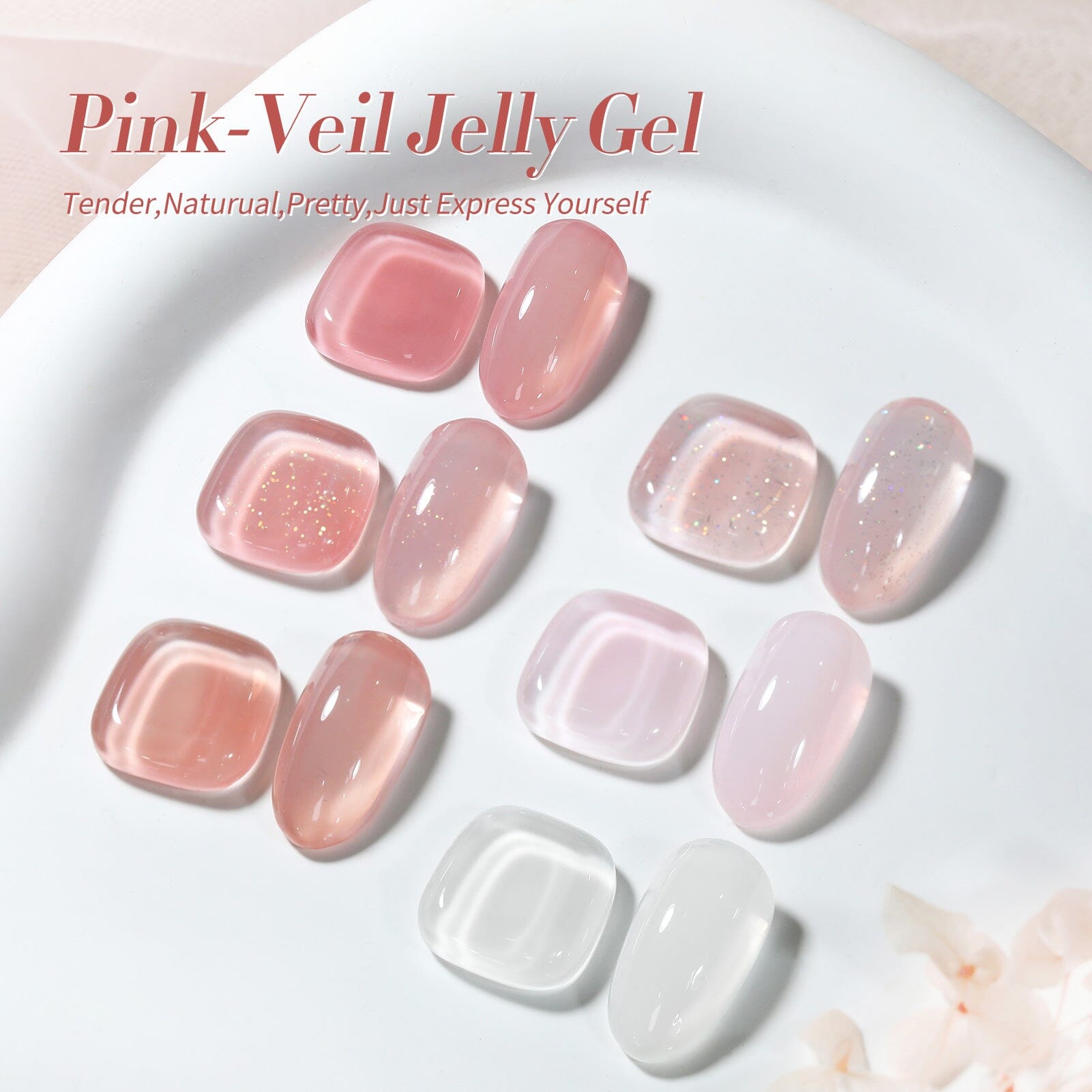 6 Colors Jelly Gel Polish Set Pink Veil 7ml Gel Nail Polish BORN PRETTY 