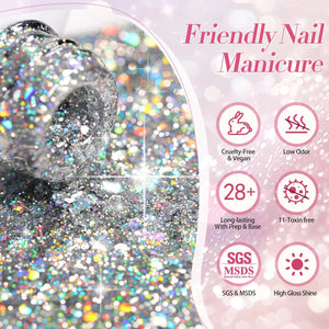 6 Colors Silver Gold Nail Glitter Sequins Gel Polish Set 7ml Gel Nail Polish BORN PRETTY 