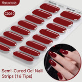 16 Tips Semi-Cured Gel Nail Strips C001-C056 Nail Sticker Harunouta C010 