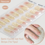 16 Tips Semi-Cured Gel Nail Strips C001-C056 Nail Sticker Harunouta C017 