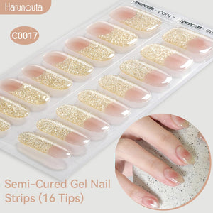 16 Tips Semi-Cured Gel Nail Strips C001-C056 Nail Sticker Harunouta C017 