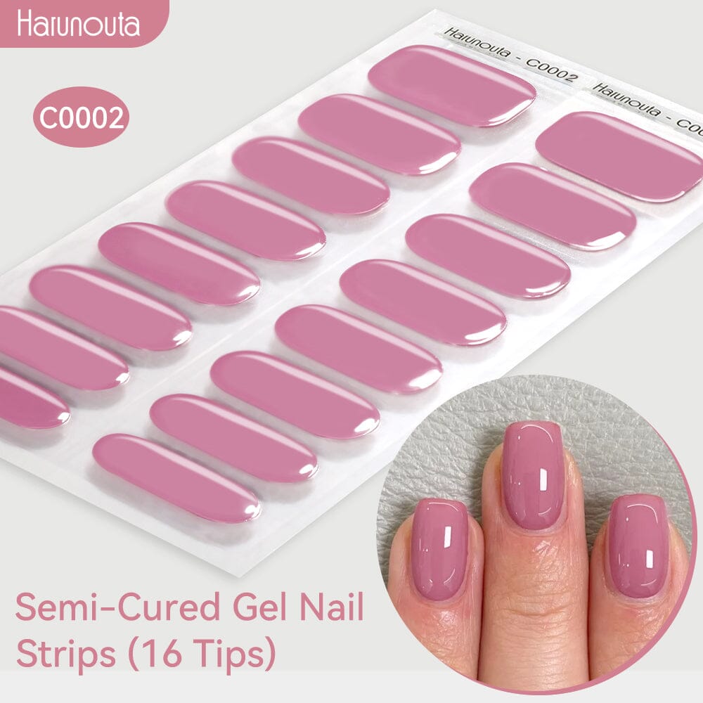 16 Tips Semi-Cured Gel Nail Strips C001-C056 Nail Sticker Harunouta C002 