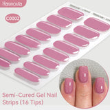 16 Tips Semi-Cured Gel Nail Strips C001-C056 Nail Sticker Harunouta C002 