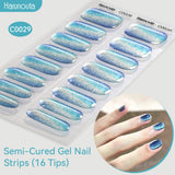 16 Tips Semi-Cured Gel Nail Strips C001-C056 Nail Sticker Harunouta C029 