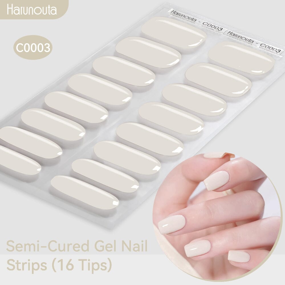 16 Tips Semi-Cured Gel Nail Strips C001-C056 Nail Sticker Harunouta C003 