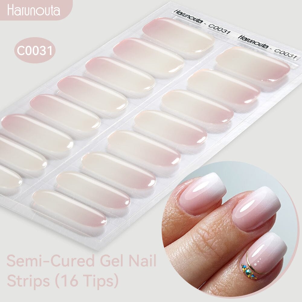 16 Tips Semi-Cured Gel Nail Strips C001-C056 Nail Sticker Harunouta C031 