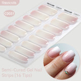 16 Tips Semi-Cured Gel Nail Strips C001-C056 Nail Sticker Harunouta C031 