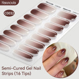 16 Tips Semi-Cured Gel Nail Strips C001-C056 Nail Sticker Harunouta C032 