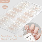 16 Tips Semi-Cured Gel Nail Strips C001-C056 Nail Sticker Harunouta C038 