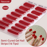 16 Tips Semi-Cured Gel Nail Strips C001-C056 Nail Sticker Harunouta C004 