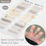16 Tips Semi-Cured Gel Nail Strips C001-C056 Nail Sticker Harunouta C041 