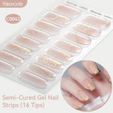 16 Tips Semi-Cured Gel Nail Strips C001-C056 Nail Sticker Harunouta C042 