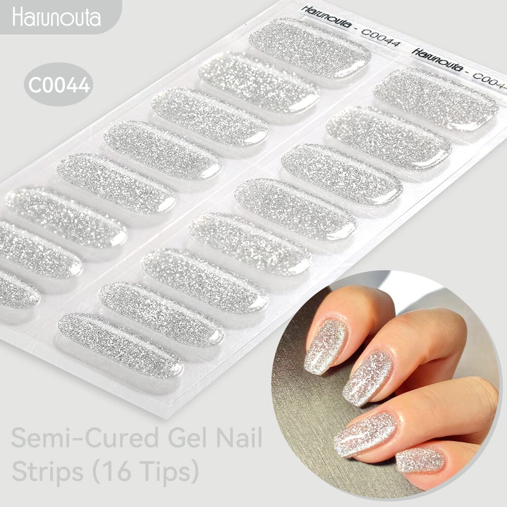16 Tips Semi-Cured Gel Nail Strips C001-C056 Nail Sticker Harunouta C044 