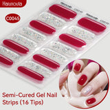16 Tips Semi-Cured Gel Nail Strips C001-C056 Nail Sticker Harunouta C045 