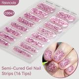 16 Tips Semi-Cured Gel Nail Strips C001-C056 Nail Sticker Harunouta C047 