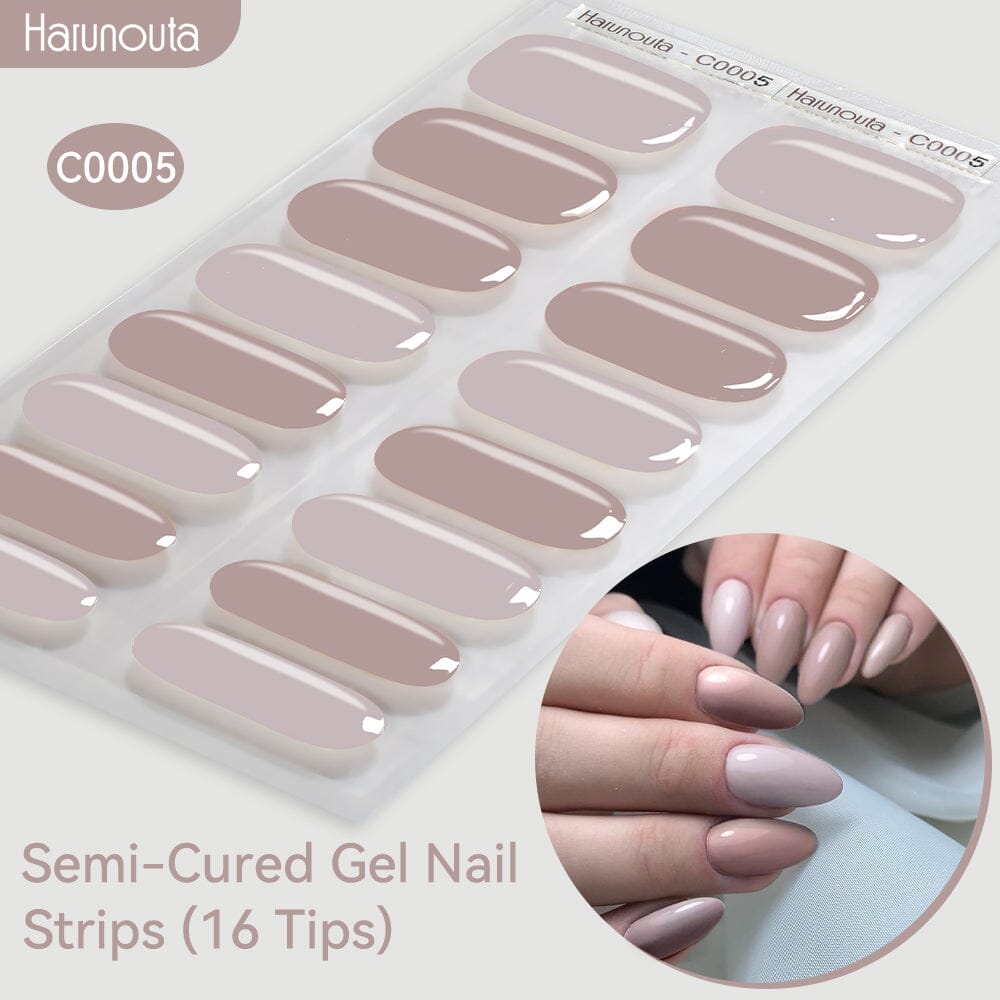 16 Tips Semi-Cured Gel Nail Strips C001-C056 Nail Sticker Harunouta C005 