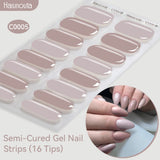 16 Tips Semi-Cured Gel Nail Strips C001-C056 Nail Sticker Harunouta C005 