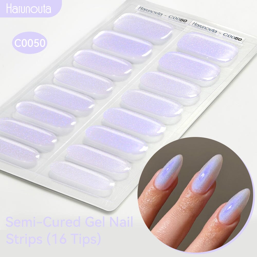 16 Tips Semi-Cured Gel Nail Strips C001-C056 Nail Sticker Harunouta C050 