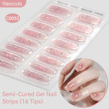 16 Tips Semi-Cured Gel Nail Strips C001-C056 Nail Sticker Harunouta C052 