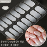16 Tips Semi-Cured Gel Nail Strips C001-C056 Nail Sticker Harunouta C053 