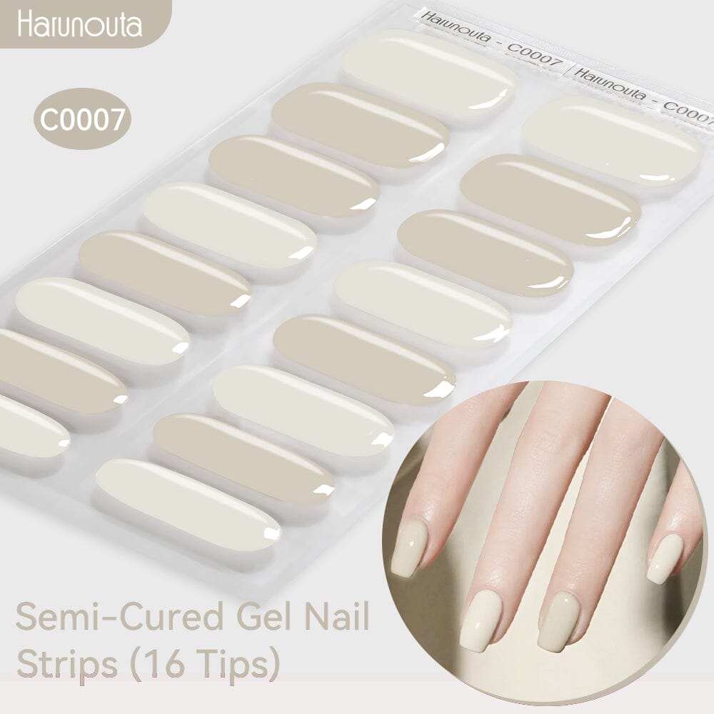 16 Tips Semi-Cured Gel Nail Strips C001-C056 Nail Sticker Harunouta C007 