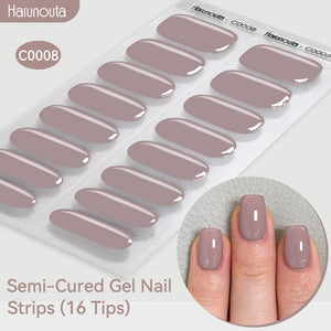 16 Tips Semi-Cured Gel Nail Strips C001-C056 Nail Sticker Harunouta C008 
