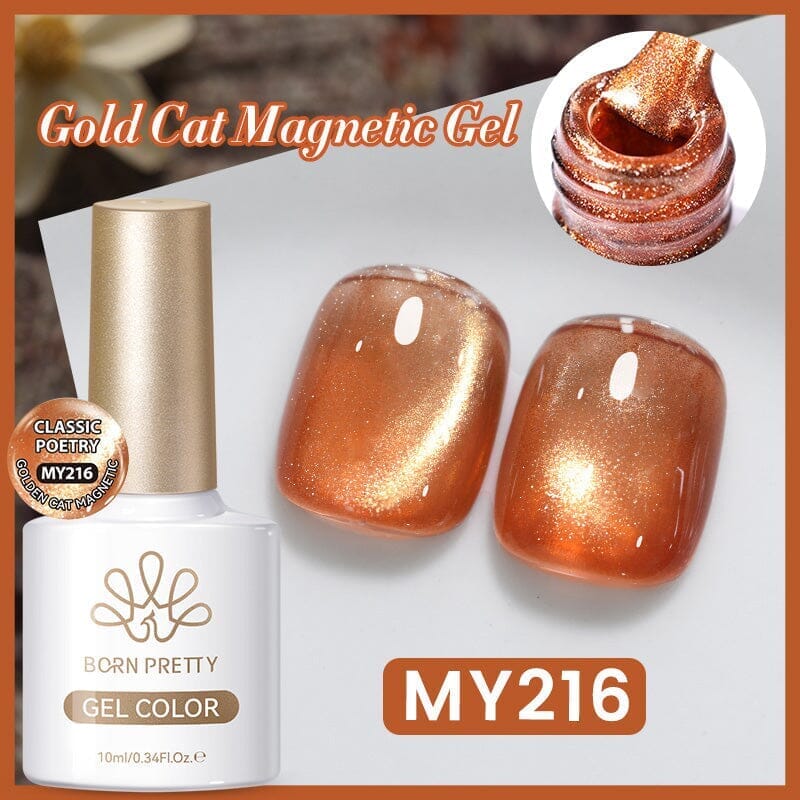 Gold Cat Magnetic Gel Polish Classic Poetry 10ml Gel Nail Polish BORN PRETTY MY216 