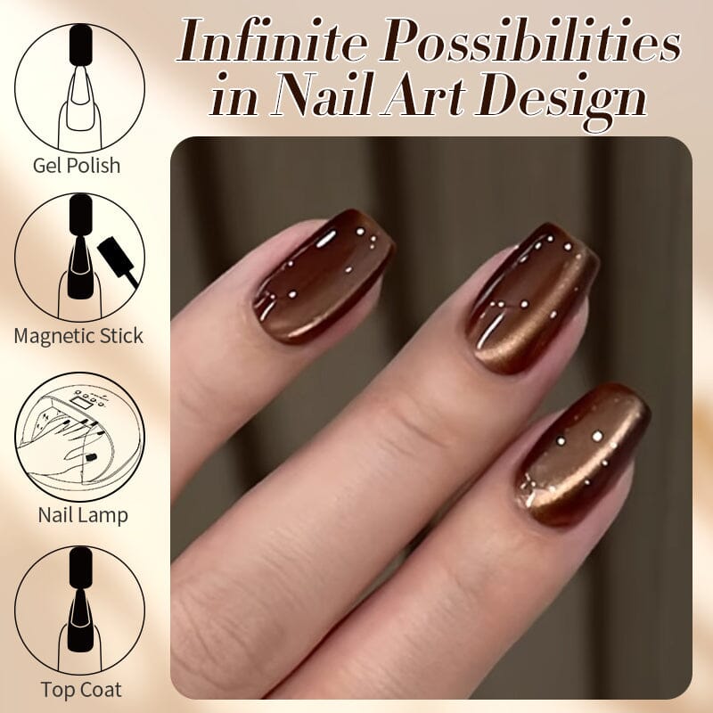 Water Light Cat Magnetic Gel Polish MY80 Dark Chocolate 10ml HEMA/TPO FREE Gel Nail Polish BORN PRETTY 