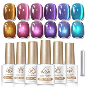 6 Colors Glass Cat Magnetic Gel M24 Starry River 7ml Gel Nail Polish BORN PRETTY 