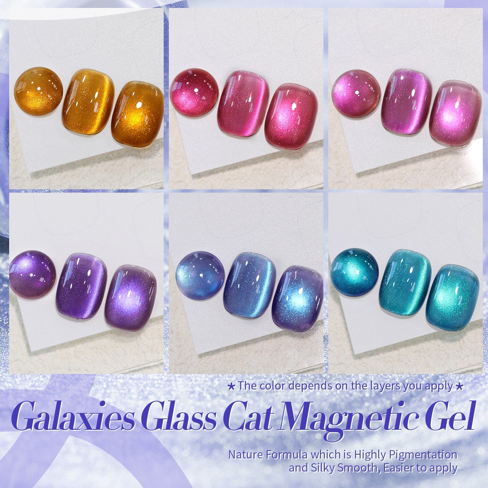 6 Colors Galaxies Glass Cat Magnetic Gel Polish Set 7ml Gel Nail Polish BORN PRETTY 