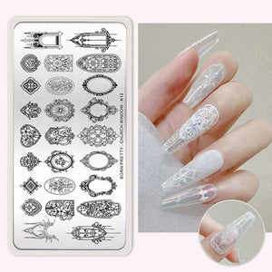 Animal Flowers Design Nail Stamping Plates N12 N13 N14 N15 Stamping Nail BORN PRETTY CHURCH WINDOW-N12 