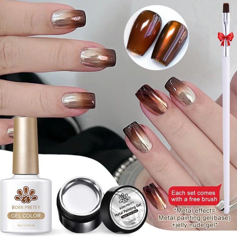 3pcs Metal Effect Gel Set #11 Gel Nail Polish BORN PRETTY 
