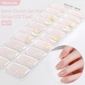 20 Tips Semi-Cured Gel Nail Strips N079-N088 Nail Sticker Harunouta N079 