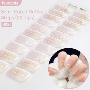 20 Tips Semi-Cured Gel Nail Strips N079-N088 Nail Sticker Harunouta N080 