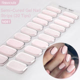 20 Tips Semi-Cured Gel Nail Strips N079-N088 Nail Sticker Harunouta N081 