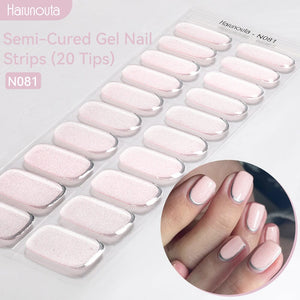 20 Tips Semi-Cured Gel Nail Strips N079-N088 Nail Sticker Harunouta N081 