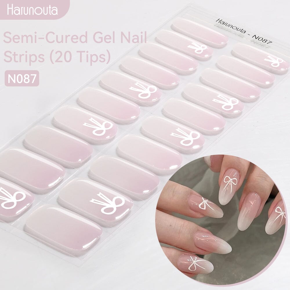 20 Tips Semi-Cured Gel Nail Strips N079-N088 Nail Sticker Harunouta N087 